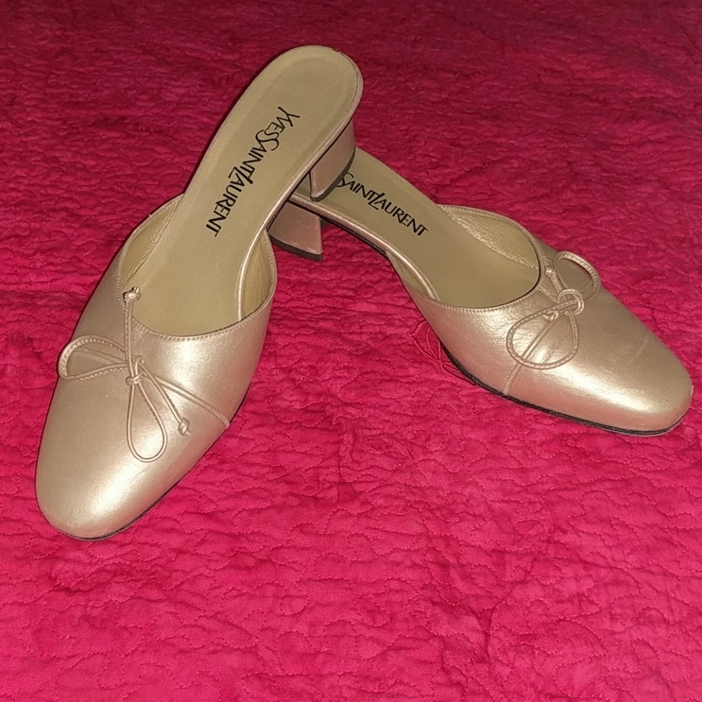 Yves Saint Laurent Champagne Metallic Mule